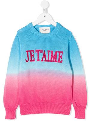 Alberta Ferretti Kids pull Je T'aime en maille intarsia - Bleu