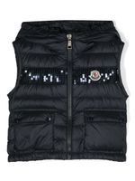 Moncler Enfant gilet matelassé à patch logo - Bleu - thumbnail