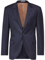 Brunello Cucinelli blazer en laine vierge à simple boutonnage - Bleu - thumbnail