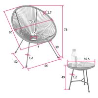 tectake® - Balkonset tuinset tuinstoelen Santana - Retro-stoelen - Set van 2 stoelen + tafel met glazen blad - Blauw - thumbnail