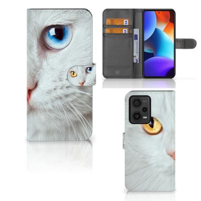Xiaomi Redmi Note 12 Pro Plus | Telefoonhoesje | Met pasjeshouder | Witte Kat