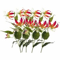 5x Gloriosa/klimlelie kunstbloemen/kunstplanten rood/geel 75 cm - thumbnail