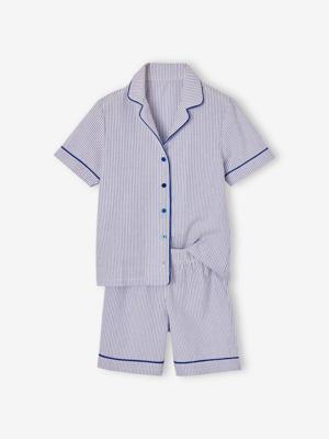 Pyjamabroek in popeline voor jongens felblauw
