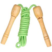 Kids Fun Springtouw speelgoed met houten handvat - groen - 240 cm - buitenspeelgoed - Springtouwen - thumbnail