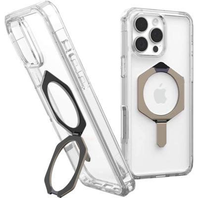 Urban Armor Gear Plyo XTE Backcover Apple iPhone 16 Pro Max Transparant, Titaan Inductieve lading, MagSafe compatible, Met standfunctie, Stootbestendig