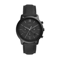 Horlogeband Fossil FS5503 Leder Zwart 22mm