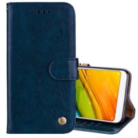 Voor Xiaomi Redmi 5 olie Wax textuur horizontale Flip lederen draagtas met houder & kaartsleuven & portemonnee (blauw)