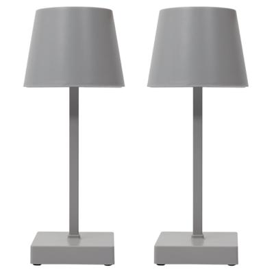 LED tafellamp- 2x - kunststof - zilver/grijs - touch - 26 cm - binnen
