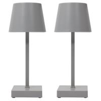 LED tafellamp- 2x - kunststof - zilver/grijs - touch - 26 cm - binnen LED tafellamp- 2x - kunststof - zilver/grijs - touch - 26 cm - binnen