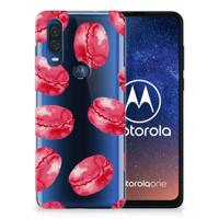Motorola One Vision | Siliconen Case | Pink Macarons