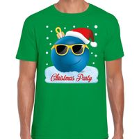 Fout kerst shirt coole kerstbal Christmas party groen voor heren - thumbnail