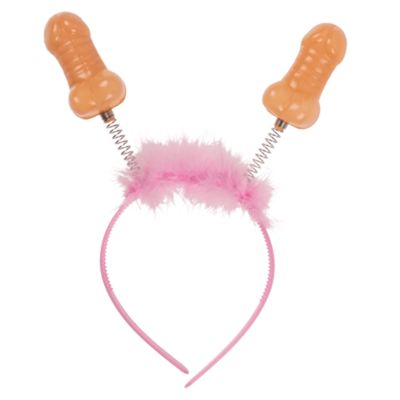 Diadeem/tiara met piemels - roze - kunststof - 19,5 x 34 cm - vrijgezellenfeest