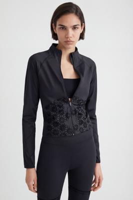 Hardloopjack met gevlokte bloemen - BLACK - M