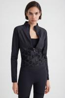 Hardloopjack met gevlokte bloemen - BLACK - M