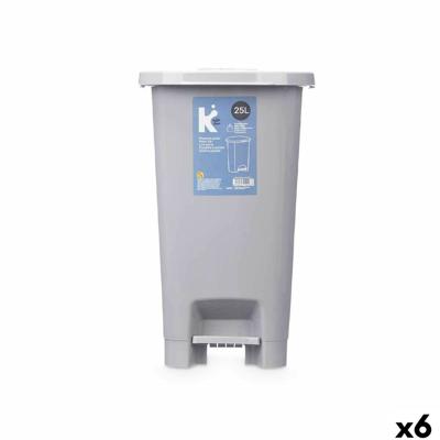 Pedaalemmer ABK-142 1 Grijs Plastic 25 L (6 Stuks)