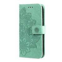 Samsung Galaxy A35 hoesje - Bookcase - Pasjeshouder - Portemonnee - Bloemenprint - Kunstleer - Turquoise - thumbnail