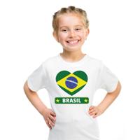 Brazilie Supporters t-shirt - kinderen - hartjes vlag - wit - korte mouwen - sport - kleding