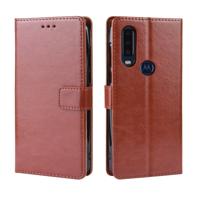 Retro Crazy Horse textuur horizontale Flip lederen case voor Motorola één actie met houder & kaartsleuven & fotolijstjes (bruin)