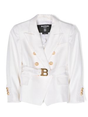 Balmain Kids blazer à boutonnière croisée - Blanc