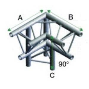 Showtec GT30-013 3-weg truss koppelstuk Apex Down, Hoek 90 + Links omlaag