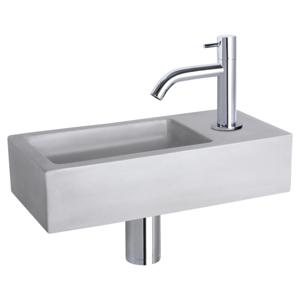Differnz Ravo fonteinset beton lichtgrijs - kraan gebogen - 38.5 x 18.5 x 9 cm - chroom