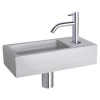 Differnz Ravo fonteinset beton lichtgrijs - kraan gebogen - 38.5 x 18.5 x 9 cm - chroom