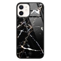 iPhone 12 glazen hardcase - Marmer zwart
