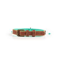 DWAM Paddy Lee Bruin, Oranje, Rood, Turkoois Leer XS Hond Standaard halsband - thumbnail