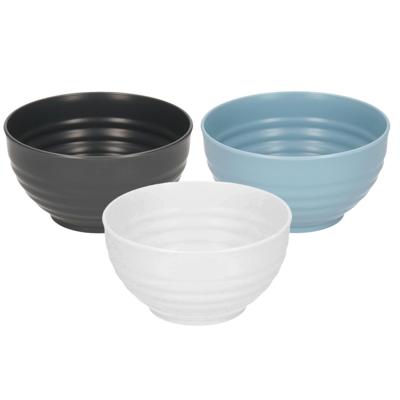 Plasticforte onbreekbaar servies kommetjes - 12x stuks - antraciet/wit/blauw - kunststof - 13 x 7 cm