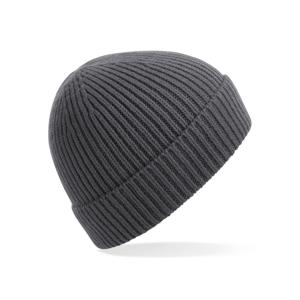 Gebreide Ribbed Beanie wintermuts - donkergrijs - volwassenen - Polyacryl