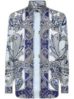 Philipp Plein chemise en soie à imprimé cachemire - Bleu