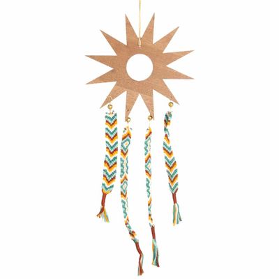 Handgemaakte Macramé Hanger - Bohemian Houten Zon (43 cm)