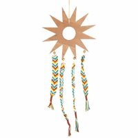 Handgemaakte Macramé Hanger - Bohemian Houten Zon (52 cm)