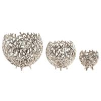 Kaarshouder Home ESPRIT Zilverkleurig Aluminium 20 x 20 x 18 cm