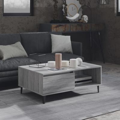 Salontafel 90x60x35 cm bewerkt hout grijs sonoma eikenkleurig