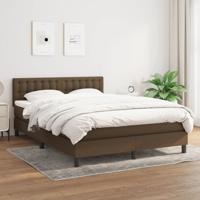 Boxspring met matras stof donkerbruin 140x200 cm
