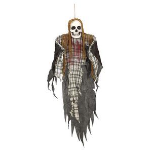 Halloween/horror thema hang decoratie Skelet/Zombie - met gescheurde kleding - griezel pop - 120 cm