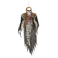 Halloween/horror thema hang decoratie Skelet/Zombie - met gescheurde kleding - griezel pop - 120 cm - thumbnail