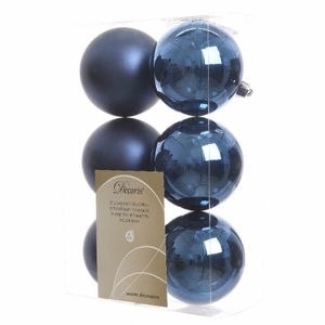 Kerstboom decoratie kerstballen mix blauw 12 stuks