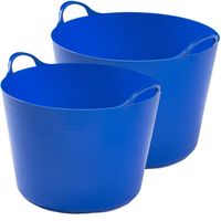 Flexibele emmers - 2x stuks - 26 liter en 39 liter - blauw