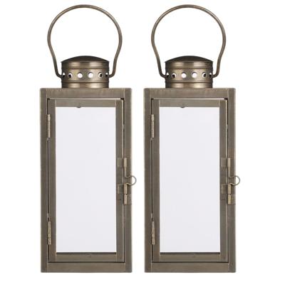 Mica decorations Lantaarn / windlicht Arzilla - 2x - goud - metaal - verlichting - 10 x 23 cm Mica decorations Lantaarn / windlicht Arzilla - 2x - goud - metaal - verlichting - 10 x 23 cm