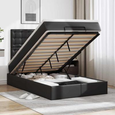 Ottoman bed met matras en LED's 120x190 cm kunstleer zwart
