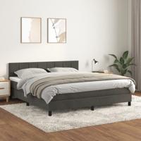Boxspring met matras fluweel donkergrijs 160x200 cm