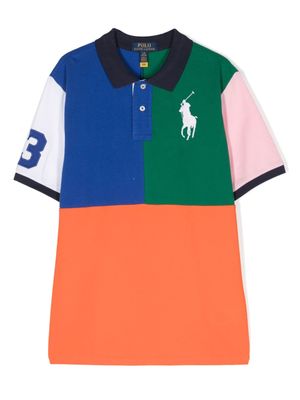 Ralph Lauren Kids polo en coton à design colour block - Bleu