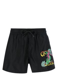 GCDS short de bain à imprimé graphique - Noir