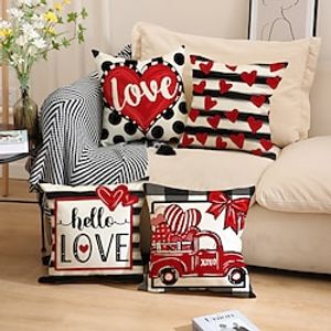 valentijnsdag decoratieve toss kussens cover 4pc zachte vierkante kussen case kussensloop voor slaapkamer woonkamer slaapbank stoel gnome hart paar auto Lightinthebox