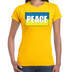 Peace t-shirt geel dames - Oekraine shirt met Oekraiense vlag