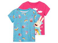 2 meisjes T-shirts (98/104, Peppa Pig/roze/blauw)