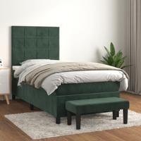 Boxspring met matras fluweel donkergroen 100x200 cm