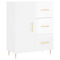 The Living Store Dressoir Vintage - Hoogglans Wit - 69.5 x 34 x 90 cm - Bewerkt Hout en Metaal - thumbnail